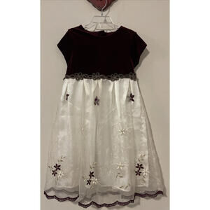 Brooke Lindsay Girls Size 6x Burgundy Floral Layered Formal Dress! A1145